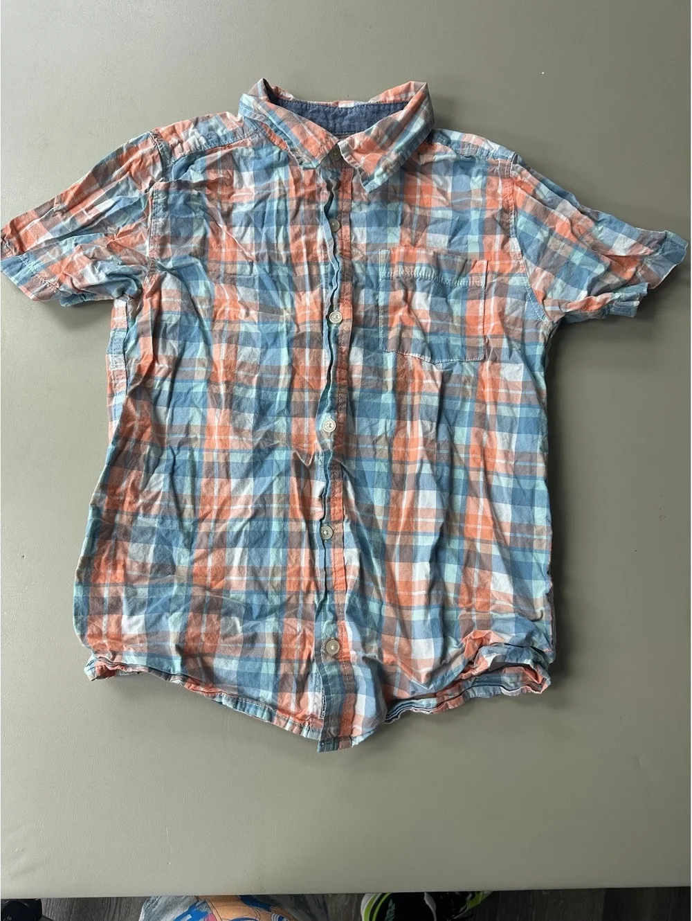 Oshkosh B'gosh Boys' Short Sleeve Plaid Shirt Size 14